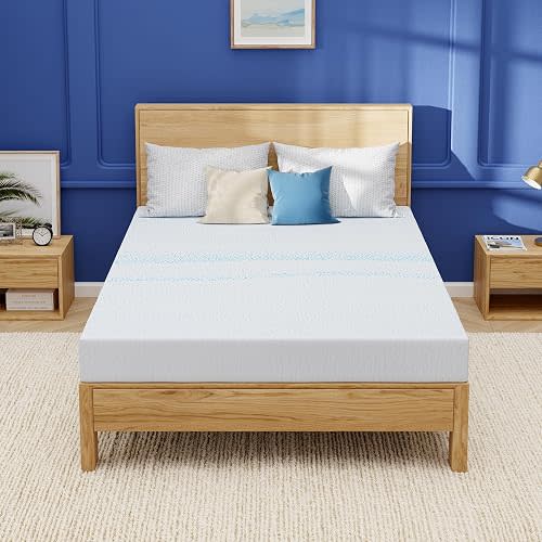 EGOHOME 8 Inch Full Mattress, Gel Memory Foam with Charcoal, Fiberglass Free, CertiPUR-US Certified, Temperature-Regulating, Machine Washable Cover, 75" x 54" x 8", Medium