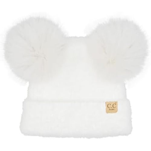 C.C Baby Pom Pom Multicolored Beanie for Boys Girls- Comfortable Soft Warm Infant Baby Knit Skully Hat