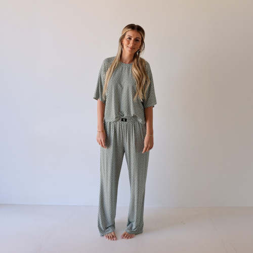 Women's Boxy Tee Lounge Set | Lucky Micro Check