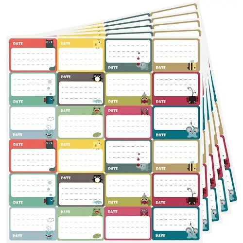 600Pcs Labels, Removable, 12 Animal Designs, 1.7" x 1.2"