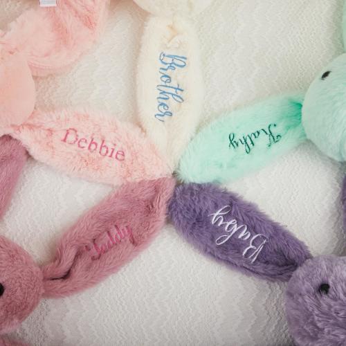 Conejito bordado personalizado, juguete de conejo personalizado, conejo con monograma personalizado, conejo personalizado, peluche suave de conejo