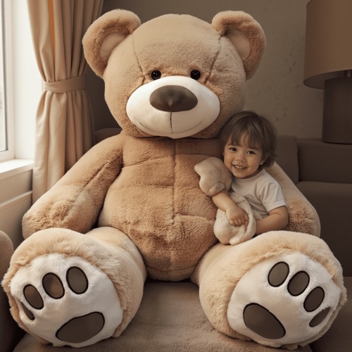 Anico 59" Tall (5 foot) Giant Plush Teddy Bear - Embroidered Paws and Smiling Face!
