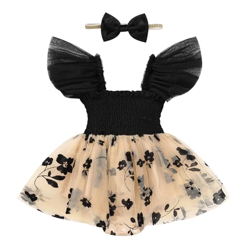 TITKKOP Baby Girl Clothes Infant Tulle Romper Ruffe Sleeveless Bodysuit Baby Girl Outfits Infant Girl Dress 0-18M