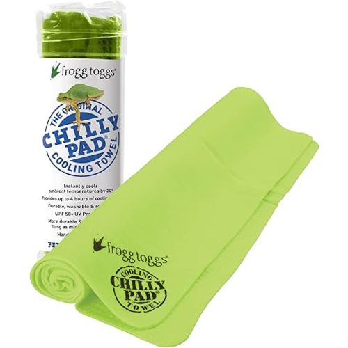 FROGG TOGGS Chilly Pad, Instant Cooling Towel, long lasting, reusable, Sports and Outdoors Poly Vinyl Alcoho Neck Towel 33x13, Hivis Lime Green