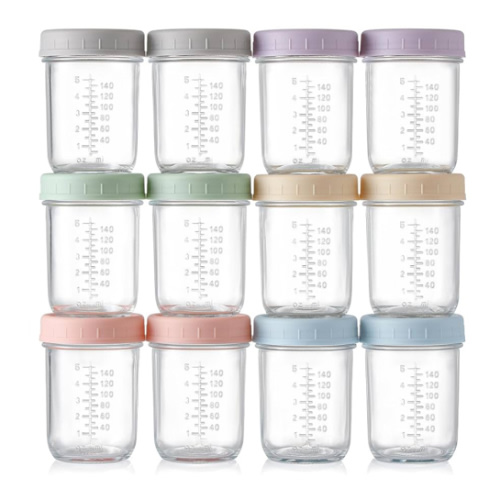 VITEVER 12 Pack Glass Baby Food Storage Containers - 8 oz Baby Food Storage Jars With Lids, Baby Food Maker, Microwave, Dishwasher & Freezer Safe