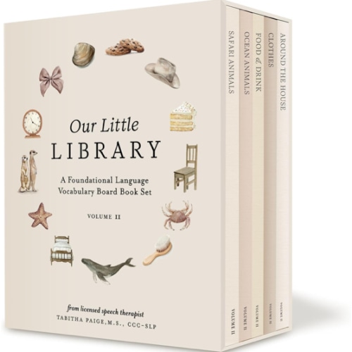 Our Little Library Vol. 2: First 100 Words Board Book Box Set, including Ocean Animals, Safari Animals, Food and Drink, Clothes, and Around the House (Tabitha Paige Children's Book Series)