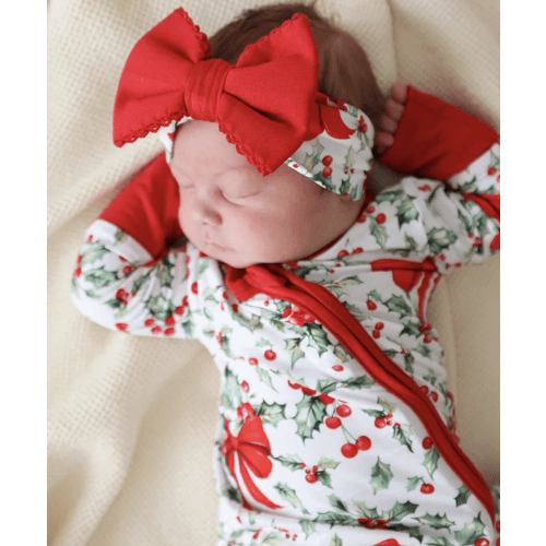 Posh Peanut Happy Holly- Days Luxe Picot Edge Bow Headwrap