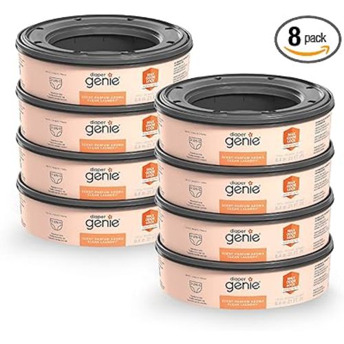 Diaper Genie Bags Refills 270 (Pack of 8) Clean Laundry Scent | Diaper Pail Refills with Max Odor Lock | Holds up to 2160 Newborn Diapers