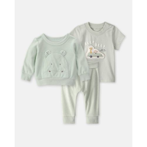 Baby 3-Piece Hippo Terry Layering Set - Green | Carter's