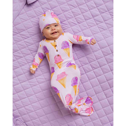 Inside Scoop Knotted Gown & Beanie Set