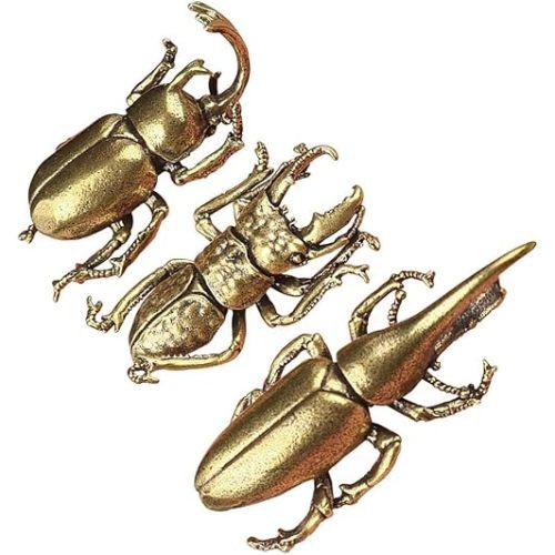 3PCS/Set Brass Insect Ornament Home Decor Exquisite Miniature Statues,Long Horn Bug Desk Decoration Crafts Gift Brass Tea Insects Home Living Room Ornaments