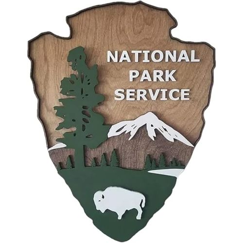 National Park Service Sign Arrow Head Antique Park Sign Wood Carved Sign Courtyard Garden Home Wall Mounted Decor for Indoor and Outdoor