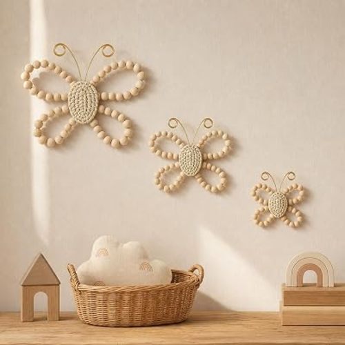 AceOrbit 3 Pcs Boho Butterfly Wall Decor, 8'', 6'', 4.8''