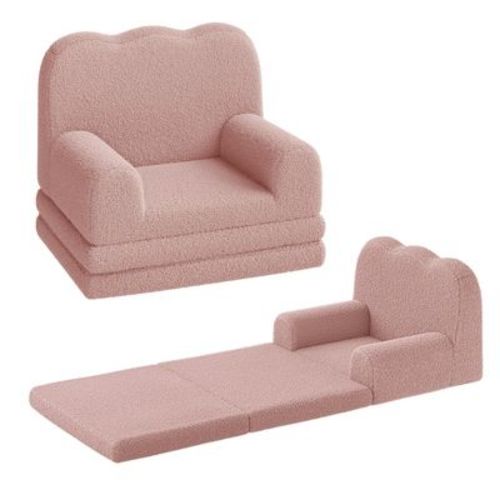 Kids Couch, 2-in-1 Convertible Teddy Fleece Fabric Toddler Sofa Chair, Soft Fold Out Couch Lounger for Kids, Comfy Children's Sofa Bed : Target