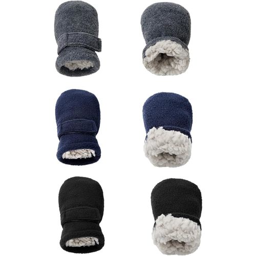American Trends Toddler Mittens 3 Pairs Toddler Snow Gloves Warm Fleece Kids Winter Gloves for Baby Boys Girls