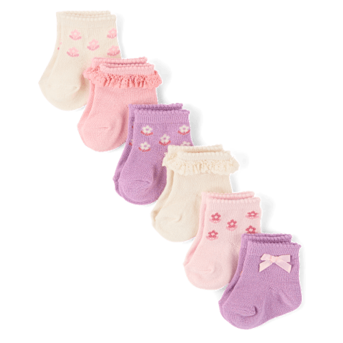 Baby Girls Floral Scalloped Midi Socks 6-Pack - Multi