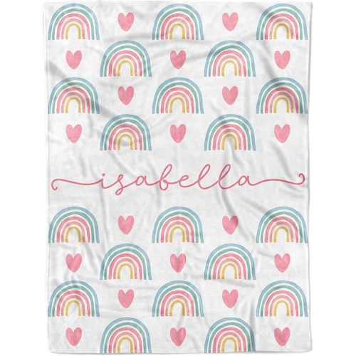 Arteaga Personalized Baby Blanket for Girls, Customized Rainbow Design for Newborn, New Mom, Super Soft Plush Fleece, 30''x40'', King