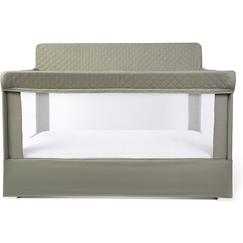 Baby Delight Lunaire Full Size Crib | Breathable Mesh Baby Crib | Tool-Free Assembly Baby Bed | 100% GOTS Certified Organic Cotton Fabric | Organic Sage