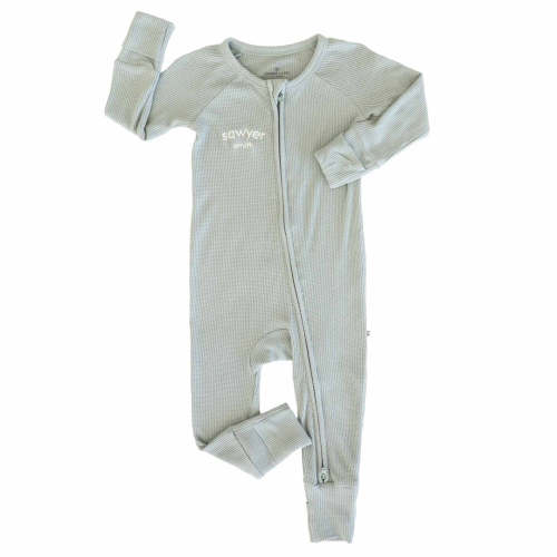 Personalized Bamboo Waffle Convertible Zip Rompers | Mountain Haze