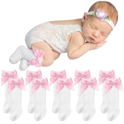 Shyyween 5 Pairs Long Preemie Socks Premature Newborn Baby Knee High Cotton Socks for Girls Boys Infant Toddler