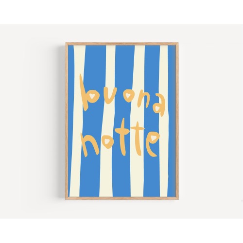 Buona Notte Print: Italian Good Night Quote, Striped Bedroom Decor (Digital Download)