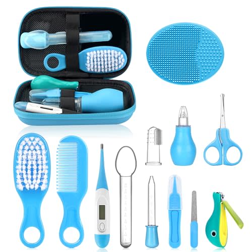 Baby Healthcare and Grooming Kit, Portable Baby Safety Care Set, Baby Essentials kit for Newborn (Blue 13 in 1)