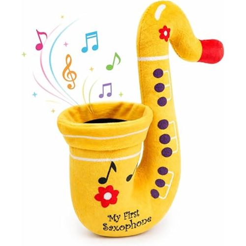 June Garden 6.5" My First Saxophone - Musical Soft Plush Toy for Infants and Toddlers