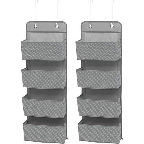 Delta Children 4 Pocket Over The Door Hanging Organizer, 2 Pack, Dove Grey