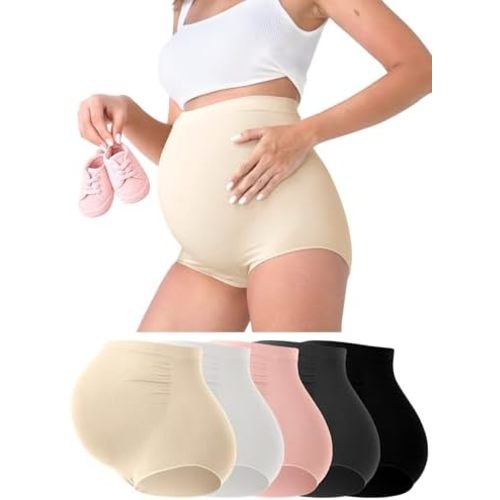 Rnxrbb M-5XL 3-5 PCS Maternity Underwear Seamless Plus Size Over Bump Maternity Panties Support Clothes Cotton