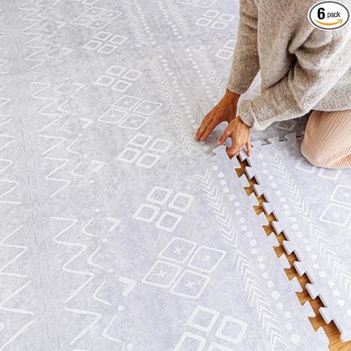 Lillefolk | Foam Play Mat, 4x6ft (6 Tiles), Color: Gray