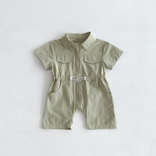 Baby Solid Color Worker Polo Romper