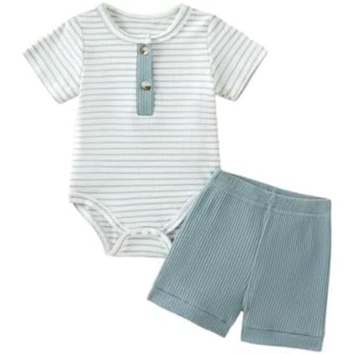 Baby Boy Outfits 2 Piece Short Sleeve Romper Top and Shorts Set Baby Boy Summer Clothes 0-18M