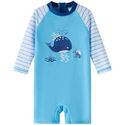 Baby Boys Swimsuit Long Sleeve Bathing Suit Zipper Bathing Suit Rash Guard Infant Beach Boys' Swimwear
