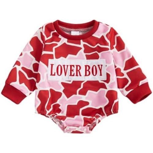 Newborn Baby Boy Valentines Outfit Camouflage Sweatshirt Romper Long Sleeve Bubble Onesie Infant Fall Winter Clothes