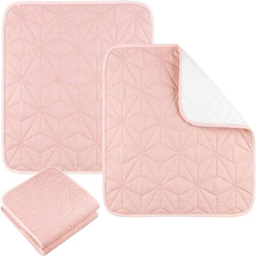 2 Pack Quilted Waterproof Pads for Bed Washable 34x36 Inch Pink