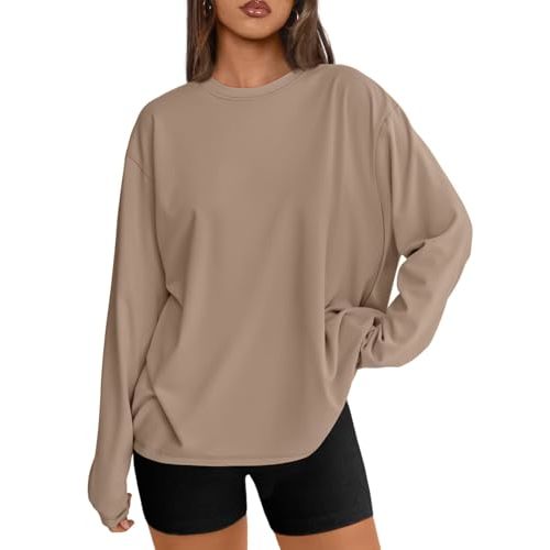 Trendy Queen Womens Oversized Long Sleeve T Shirts 2026 Basic Crewneck Tee Fall Tops Casual Workout Y2K Clothes
