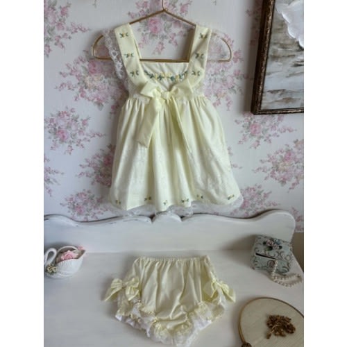 Vintage Hand Embroidered Tank Top & Diaper Cover Set – Preorder | The Vintage Baby Boutique