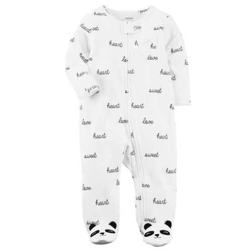 Carter's White Slogans Printed Zip Up Footie
