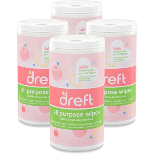 Dreft Multi-Surface All-Purpose Gentle Cleaning Wipes for Baby Toys, Car Seat, High Chair & More, 70 Count (Pack of 4) - All Purpose Wipes, Pack of 4