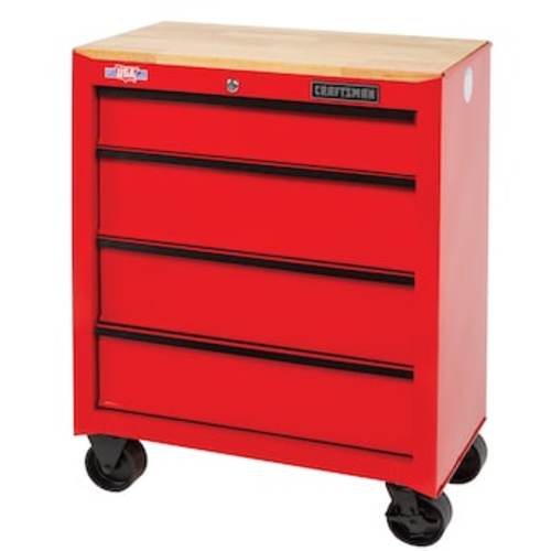 CRAFTSMAN 1000 Series 26.2-in L x 32.5-in H 4-Drawers Rolling Red Wood Work Bench CMST22264RD at Lowes.com