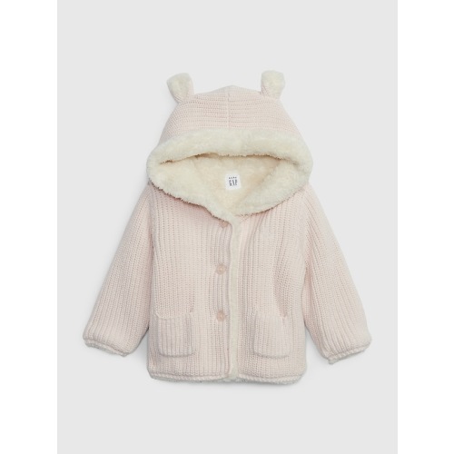 Baby Sherpa Sweater Hoodie in barely pink