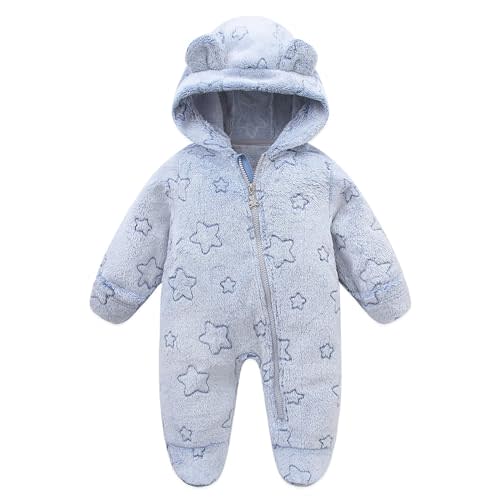 Fairy Baby Newborn Baby Bear Suit Thin Fleece Footie Romper Snowsuit Hooded Jumpsuit Bodysuit Winter Clothes Boy Girl 0-12M