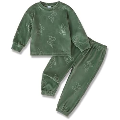 Jecson Toddler Girl Clothes Set: Soft Thick Stretchy Outfits Graphic Sweatshirts & Jogger Pants Cute Winter Home Outdoor 2-8Y