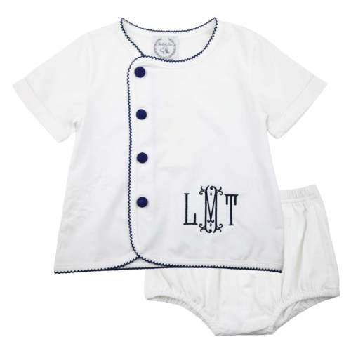 White Baby Navy Picot Baby Set – The Bella Bean
