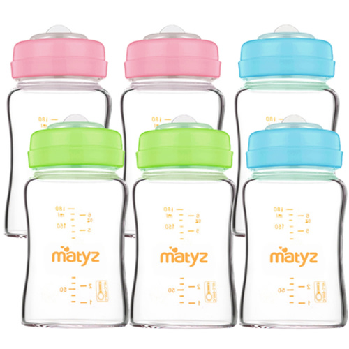 Matyz Wide Neck Glass Breast Milk Collection and Storage Bottles - Can Be Used as Glass Baby Bottle with the Bonus Nipples - Leak Proof Design - Use One Bottle to Pump, Store & Feed
