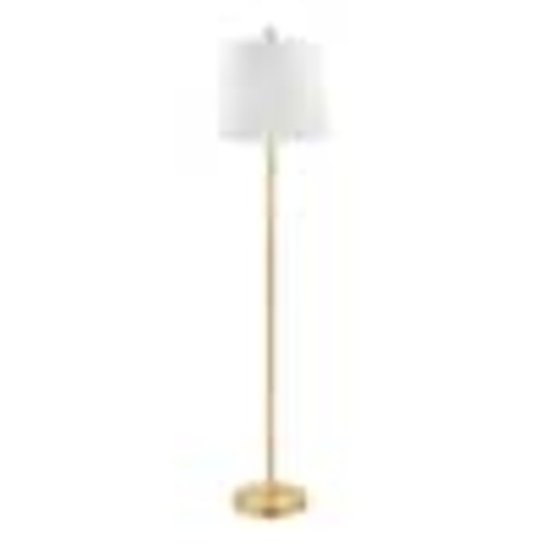 Hampton Bay Trevedi 60 in. Steel Aged Brass Standard Indoor Floor Lamp with White Fabric Shade HD-2720-AGB
