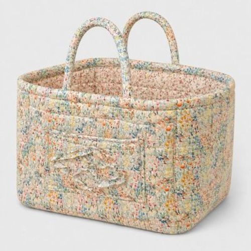 Alilang Quilted Floral Storage Caddy with Handles for Dorm Bathroom Vanity and Laundry Room - Many Colors