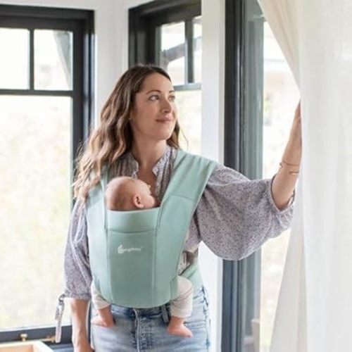 Ergobaby Embrace Baby Carrier Newborn to Toddler - Lightweight Ergonomic Baby Carriers - Cozy Essentials (7-25 Pounds), Ponte Knit, Jade Green