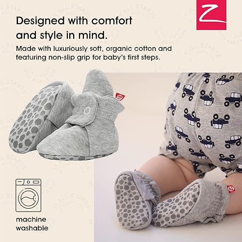Zutano Unisex Organic Cotton Baby Booties With Gripper Soles