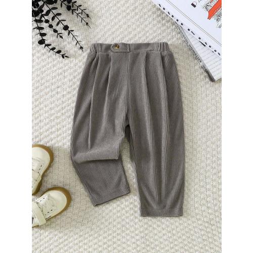 Souflis Souflis 1pc Baby Boys Casual Vintage Comfortable Corduroy Pleated Pants, Suitable For Everyday Wear | SHEIN USA